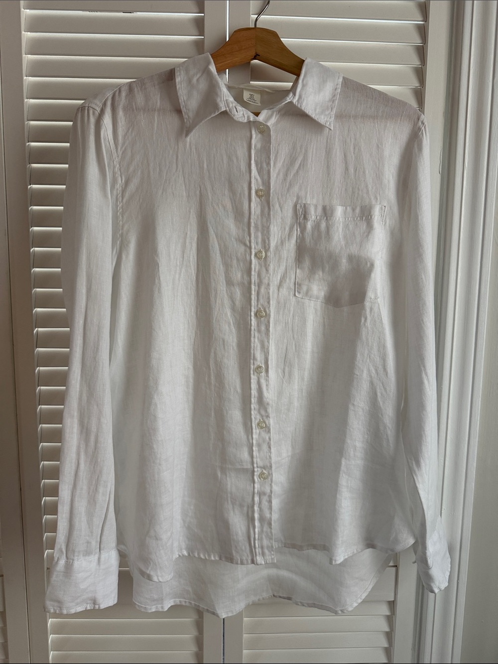 H&M White Lenin Women's Button-Down Shirt